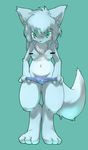  breasts canine censored chest_tuft female fox fur green_eyes looking_at_viewer mammal otona_no_kitsune panties solo topless tuft underwear undressing 