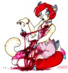  &hearts; blood bow cat chucky_ramirez emo feline female gown guro holly_massey makeup needles pillow thread 