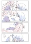  birman_h blue_hair comic couple hug kiss long_hair mahou_shoujo_madoka_magica miki_sayaka multiple_girls ponytail sakura_kyouko short_hair tears translated yuri 