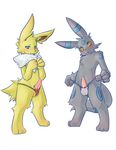  blush green_eyes jolteon kosian male penis pok&eacute;mon thong umbreon yellow_eyes 