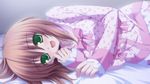  aogiri_kotono brown_hair canvas_4 close game_cg green_eyes kannon_ouji pajamas 