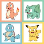  &#35013;&#30002; ?? blue_body blue_eyes bulbasaur charmander fire green_body nintendo orange_body pikachu pink_eyes pok&#233;mon pok&eacute;mon red_eyes squirtle video_games yellow_body 