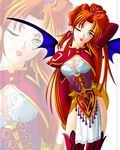  1girl ;p blush breasts cleavage game_arts grandia melficexd millenia millenia_(grandia) one_eye_closed tongue tongue_out wings wink 