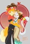  &hearts; &lt;3 ally ally_(san_renard) anthro blush canine clothing couple duo female fox hair happy hug male mammal samycat san san_(san_renard) 