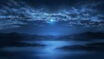  cloud cloudy_sky full_moon landscape moon moonlight mountain night no_humans original scenery sky water 