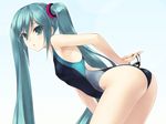  aqua_eyes aqua_hair erect_nipples hatsune_miku swimsuit twintails vocaloid wacchi 