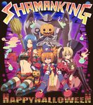  arai_nobu bad_id bad_pixiv_id blonde_hair blue_hair copyright_name halloween happy_halloween kanna_bismarch marion_phauna matilda_matisse multiple_girls orange_hair shaman_king short_twintails thighhighs twintails 