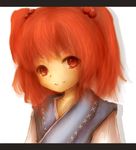  amanojaku bad_id bad_pixiv_id hair_bobbles hair_ornament letterboxed onozuka_komachi open_mouth portrait red_eyes red_hair short_hair smile solo touhou two_side_up 