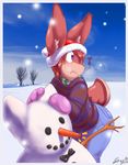  0r0ch1 carrot eating lagomorph rabbit snow snowman winter 