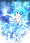  blue_eyes blue_hair cirno open_mouth solo touhou yuya_(minus-k) 