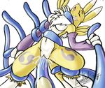  bdsm bondage breasts canine digimon eggs eyes_closed female fox gloves l1zardman oviposition penetration pussy pussy_juice renamon suspension tail tentacles yellow 