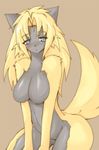  big_breasts blonde_hair blush breasts canine female forest_of_pixiv hair kemono nude shinobe solo wide_hips 
