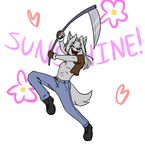  &hearts; 2009 canine death_(personification) furseiseki_(artist) gloves happy hat-kun jump_for_joy male scythe solo sunshine wolf woo_yay 