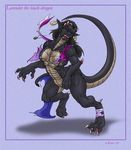  black-rat breasts calws claws clothing dragon ear_piercing earring ears female horn horns keanon_woods muscles muscular_female pants piercing shirt socks solo tail teeth transformation 