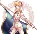  blonde_hair blue_eyes feathers flag gloves hachi_(aimu) hat jewelry macross macross_frontier macross_frontier:_sayonara_no_tsubasa mayan medal military military_uniform protoculture sheryl_nome single_earring solo uniform 