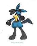  breasts cfox female lucario pok&eacute;mon pose red_eyes solo tail 