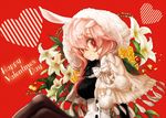  animal_ears flower happy_valentine heart hood lily_(flower) michi_ta_(masquerade) original red_eyes rose sitting solo valentine yellow_flower yellow_rose 