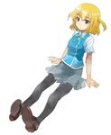  blonde_hair d-frag! female full_body pantyhose school_uniform shibasaki_roka short_twintails simple_background skirt solo twintails white_background yellow_eyes 