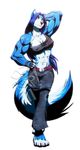  2011 abs anthro big_breasts blue breasts c-rap canine female flex hair hopey muscles pose solo standing wolf 