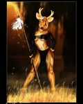  antlers blue_eyes cervine deer female hooves horns mearu polearm solo spear 