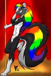  dancing male pole_dancing rainbow skunk solo unknown_artist 