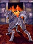  all_fours butt canine embers female fireplace hi_res huge presenting pussy sara_palmer scan solo wolf 