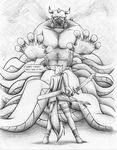  black_and_white canine fox greyscale male mammal monochrome monster mysticalpha pencils sword tentacles weapon 