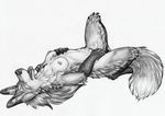  breasts canine eyes_closed female fluffy fox masturbation nude on_back ruaidri sketch solo spread_legs spreading 