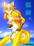  canine chest_tuft dog_tags female fox kemono_inukai kitunee lens_flare nude solo sunlight thin 