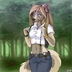  backpack canine dressed female headphones ipod jeans koul koul_fardreamer midriff portable_music_player solo wolf 