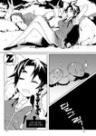  arms_behind_head bow braid china_dress chinese_clothes closed_eyes comic crossed_legs doujinshi dress drooling greyscale hair_bow hong_meiling korean left-to-right_manga legs long_hair monochrome mushroom no_hat no_headwear open_mouth short_sleeves sitting sleeping smirk sparkle tima torn_clothes touhou translated twin_braids 