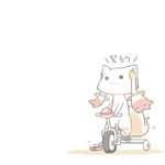  creature ground_vehicle inishie kyubey mahou_shoujo_madoka_magica no_humans parody simple_background text_focus translated tricycle white_background 