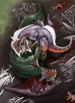  battle blood capcom dead death deviljho eating epic flesh great_jaggi monster monster_hunter no_humans tail 