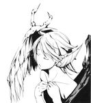  animal_ears bare_shoulders closed_eyes collarbone greyscale hands_on_own_chest monochrome music mystia_lorelei open_mouth realistic short_hair singing solo sousou_(sousouworks) touhou upper_body wings 