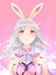  animal_ears bunny_ears highres idolmaster idolmaster_(classic) long_hair paruru_(loooooper) red_eyes shijou_takane silver_hair solo 