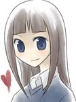  bad_id bad_pixiv_id bangs black_hair blue_eyes blunt_bangs closed_mouth heart junpei katteni_kaizou long_hair natori_umi portrait simple_background smile solo sweater 