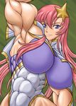  abs arm_up armpit armpits biceps big_breasts breasts extreme_muscles gundam gundam_seed gundam_seed_destiny gundam_wing large_breasts meer_campbell muscle muscles muscular muscular_female naughty_face pink_hair purple_hair raised_arm ren_(tainca2000) rentb smile star 
