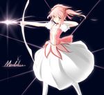  absurdres aiming arrow bow_(weapon) choker drawing_bow highres holding holding_arrow holding_bow_(weapon) holding_weapon kaname_madoka light_smile magical_girl mahou_shoujo_madoka_magica no_gloves outstretched_arm phantania pink_eyes pink_hair puffy_sleeves short_hair solo tears twintails weapon 