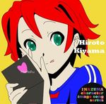  album_cover character_single cover fake_screenshot green_eyes inazuma_eleven inazuma_eleven_(series) k-on! kiyama_hiroto lowres male_focus mtk527 parody red_hair solo 