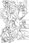  anthro blush breast_grab breasts chest_tuft comic female fur graping grope hair human interspecies japanese_text long_hair male mammal monochrome monster monster_girl monstergirl nezumi reptile scaile scalie sleeping text translation_request tuft 