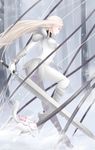  1girl armor bad_id bad_pixiv_id blonde_hair claymore_(series) claymore_(sword) creature crossover holding holding_sword holding_weapon kyubey long_hair long_sword mahou_shoujo_madoka_magica mahou_shoujo_madoka_magica_(anime) medium_hair shokuyou_mogura shoulder_armor shoulder_pads snow solo sword tentacles teresa_(claymore) very_long_hair weapon 