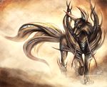  black canine epic fox horns kitsune markings multiple_tails ninjatic tail 