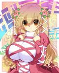  amber_eyes breasts female gradient_hair hijiri_byakuren huge_breasts multicolored_hair smile strap straps syroh touhou yellow_eyes 