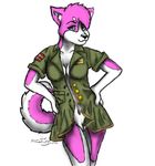  breasts canine chick deja_blu dog female husky military pink pinup pussy solo uniform 