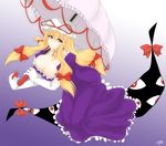  bad_id bad_pixiv_id blonde_hair breasts cleavage gap hat huge_breasts long_hair megatama purple_eyes solo touhou umbrella yakumo_yukari 