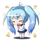  ahoge alternate_costume blue_hair chibi closed_eyes imaichi_moenai_ko jinnouchi_akira kobe_shinbun long_hair open_mouth school_uniform skirt solo tears thighhighs twintails very_long_hair zettai_ryouiki 