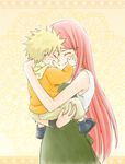  age_difference blonde_hair blush holding mother_and_son naruto naruto_shippuuden red_hair smile uzumaki_kushina uzumaki_naruto w2nya 
