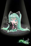  aqua_eyes aqua_hair bad_id bad_pixiv_id cat_tail chibi hatsune_miku highres holding_another's_tail itto_maru kemonomimi_mode long_hair ribbon risky_game_(vocaloid) sitting solo stuffed_animal stuffed_toy sucking_tail sweatdrop tail tail_grab twintails vocaloid 
