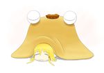  :3 =_= absurdres blonde_hair hat highres kotatsu moriya_suwako pyonta short_hair table touhou uga114 
