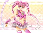  an_mochigusa bad_id bad_pixiv_id blue_eyes bow choker cure_melody earrings heart houjou_hibiki jewelry long_hair magical_girl midriff navel pink_bow pink_choker pink_hair precure skirt smile solo suite_precure thighhighs twintails very_long_hair wrist_cuffs 